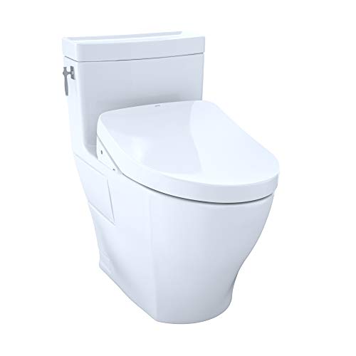 Toto MW6263056CEFG#01 Washlet+ Aimes One-Piece Elongated 1.28 GPF Toilet and Contemporary Washlet S550E Bidet Seat