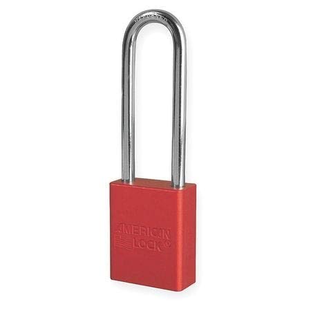 American Lock A1107RED 1-1/2 with 3 Shackle Anodized Aluminum Safety Padlock