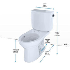 Toto CST454CEFRG#01 Drake II Two-Piece Elongated 1.28 GPF Universal Height Toilet with CEFIONTECT and Right-Hand Trip Lever