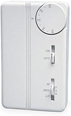 PECO TB155-046 3 Speed Fan Coil Programmable Thermostat with Wire Leads, On-Off, Line Voltage, White