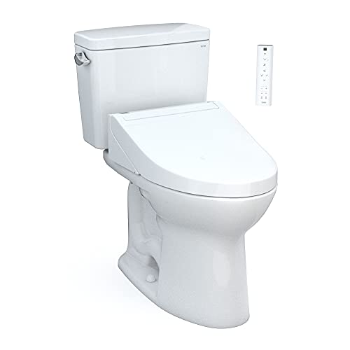 Toto MW7763084CEFG.10#01 Drake Washlet+ Two-Piece Elongated 1.28 GPF Toilet Universal Height Cotton White