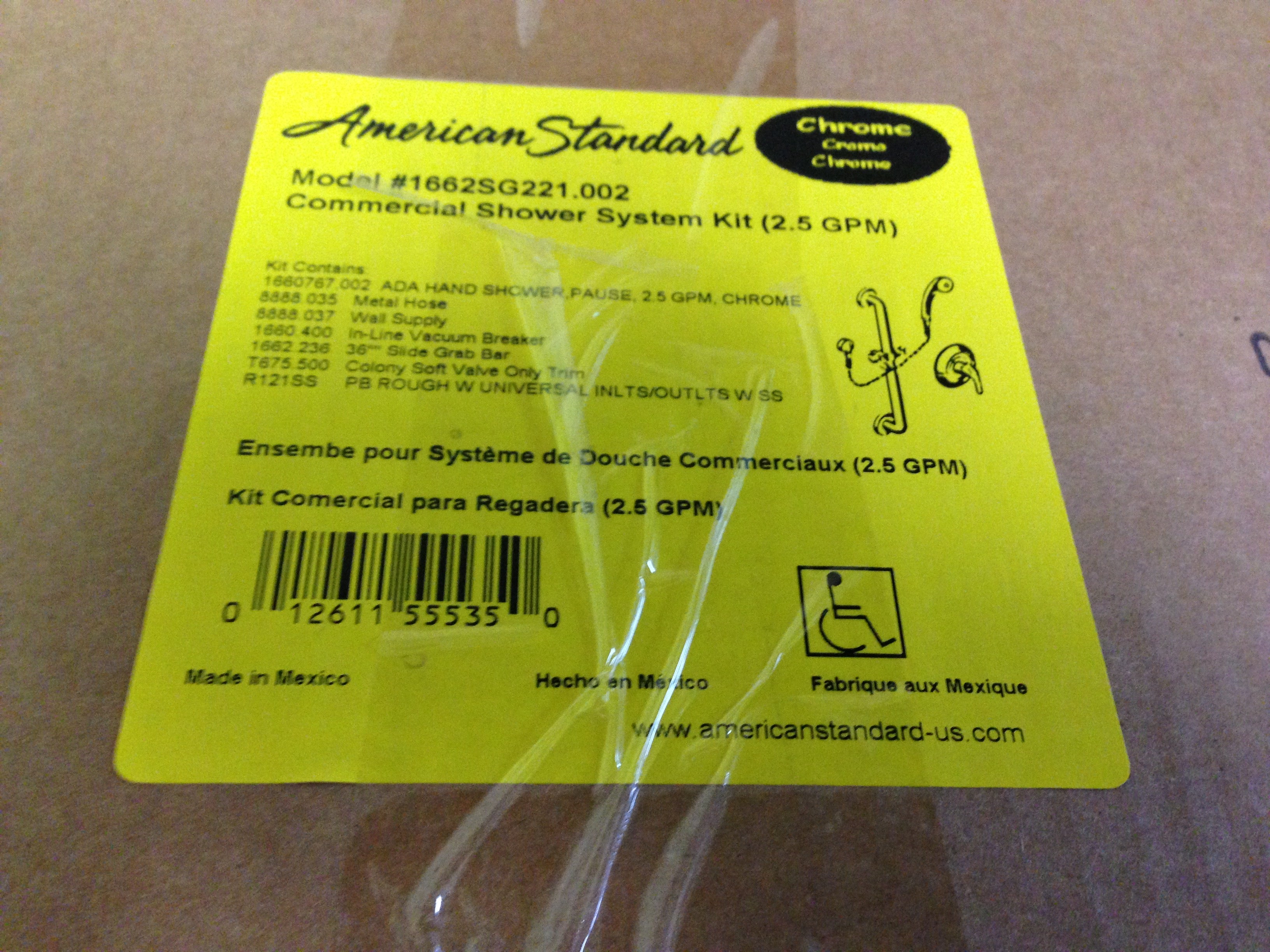 American Standard 1662SG221.002 Commercial Shower System Kit 2.5 GPM Chrome