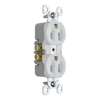 LEGRAND Legrand 3232-TRW TradeMaster Tamper-Resistant Duplex Receptacle 125 VAC 15 A (NEMA 5-15R, 2P 3W)