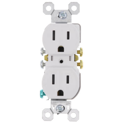 Pass & Seymour 3232TRW Duplex Type, Thermoplastic Material, 125 VAC, 15 Amp, 2 Poles, 3 Wires, White