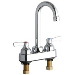 Elkay LK406GN05T4 Lavatory Faucet Deck Mount 4 Inch Spread 2 Wrist Blade ADA 5IN Gooseneck 2 Hole