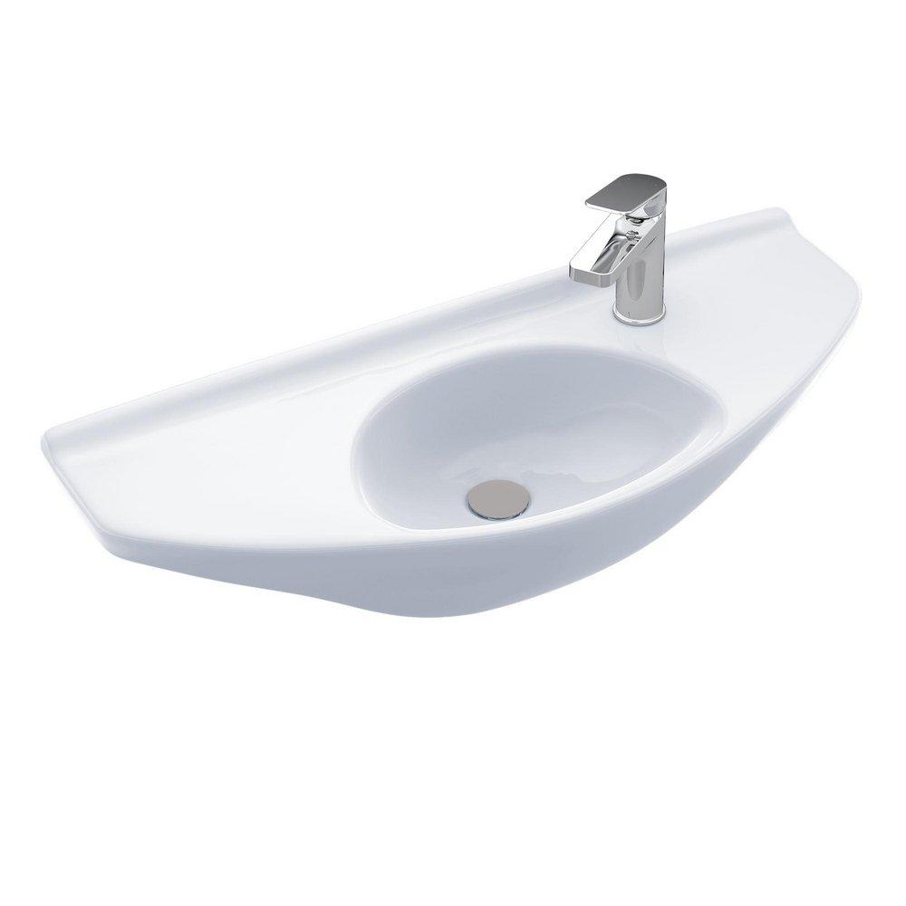 Toto LT650G#01 Oval Wall-Mount Bathroom Sink with CeFiONtect Cotton White