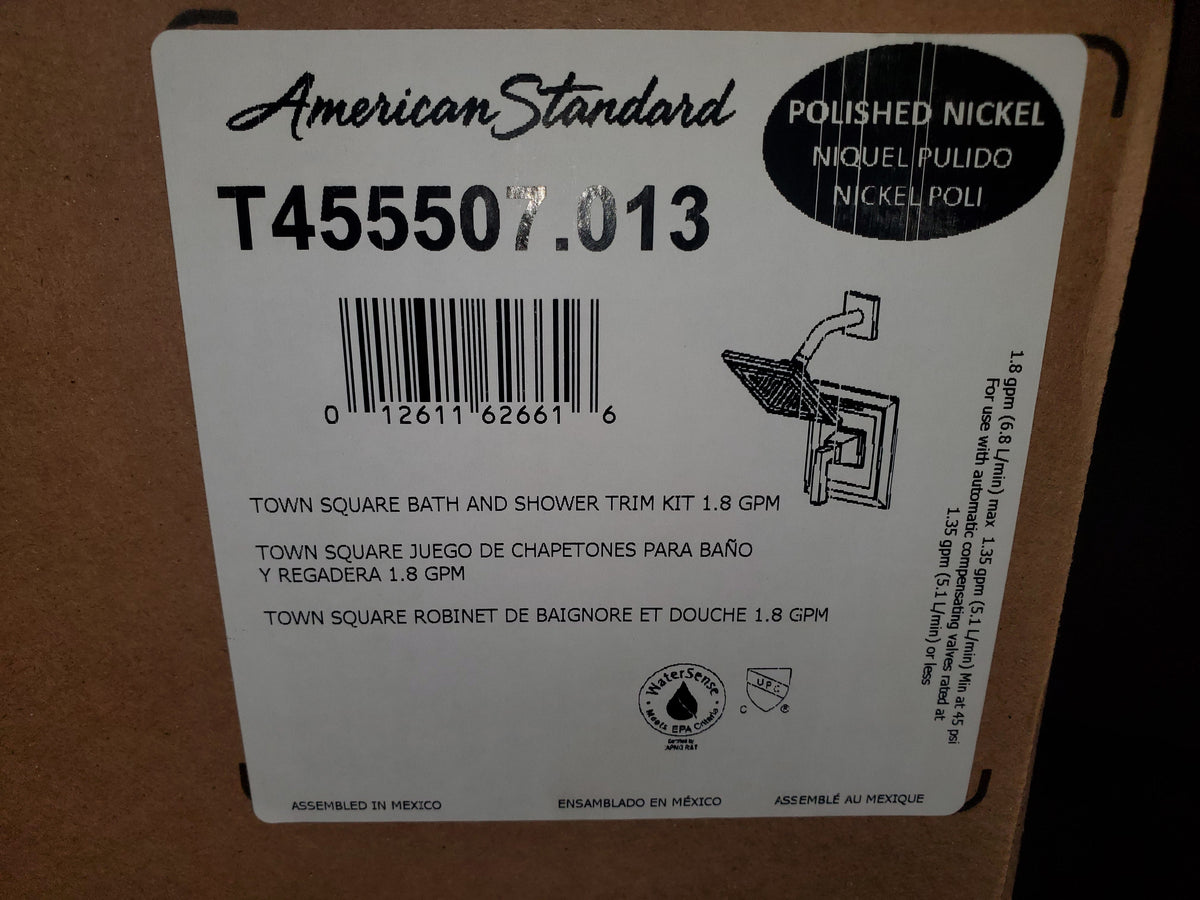 American Standard T455507.013 Town Square Polished Nickel Bath and Shower Trim Kit Less Valve Body 1.8 GPM