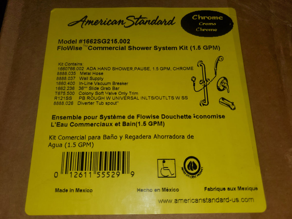 American Standard 1662SG215.002 Commercial Shower System Kit 1.5 GPM Chrome