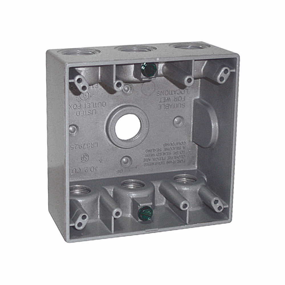 Crouse-Hinds TP7114 Weatherproof Outlet Box 30.5 Cu In 2 Deep Die Cast Aluminum Two Gang 78618907114