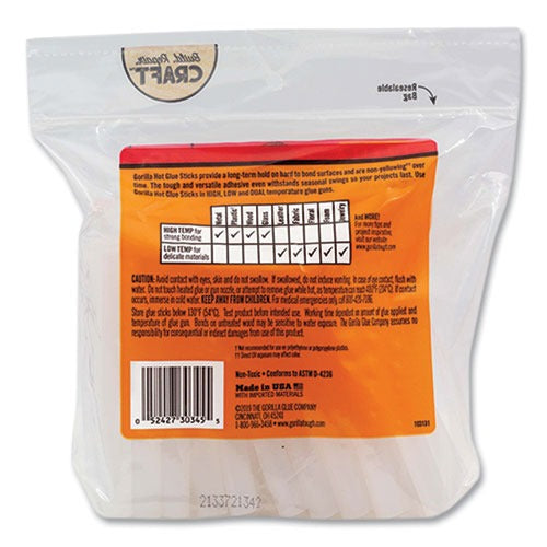 GORILLA Gorilla GOR3034502 Hot Glue Sticks (0.43 inches dia x 4 inches 45/Pack)
