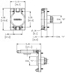 Hubbell HBL67W47 Watertight Recep Assy, NEMA L5-20R