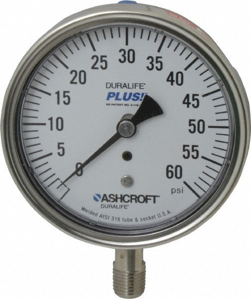 ASHCROFT Ashcroft 94337XLL Pressure Gauge 0-60 Psi 3.5 in Lower Mount