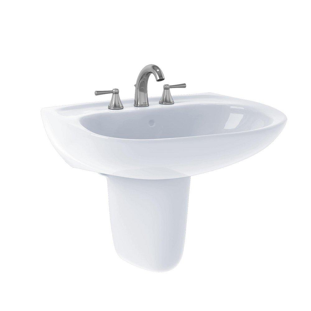 Toto LHT242.4G#01 Prominence Oval Wall Mount Bathroom Sink with CeFiONtect and Shroud for 4 Inch Center Faucets Cotton White