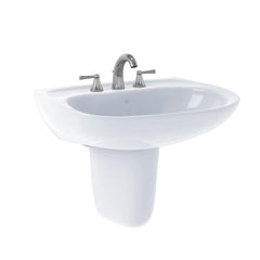 Toto LHT242.4G#01 Prominence Oval Wall Mount Bathroom Sink with CeFiONtect and Shroud for 4 Inch Center Faucets Cotton White