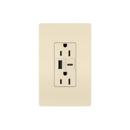 Pass & Seymour R26USBACLA Combination USB Charger & Duplex Receptacle Device Light Almond