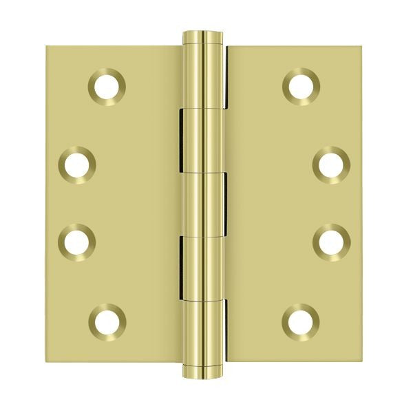 DELTANA Deltana DSB43 Square Door Hinge 4x4 Inches Bright Brass
