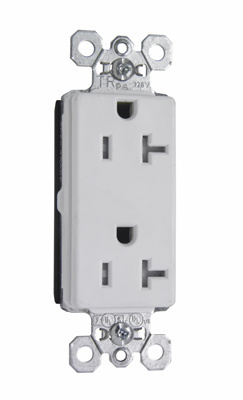 Legrand PTTR26362W Pass & Seymour PlugTail Tamper-Resistant Decorator Spec Grade Duplex Receptacle 20A 125V - White