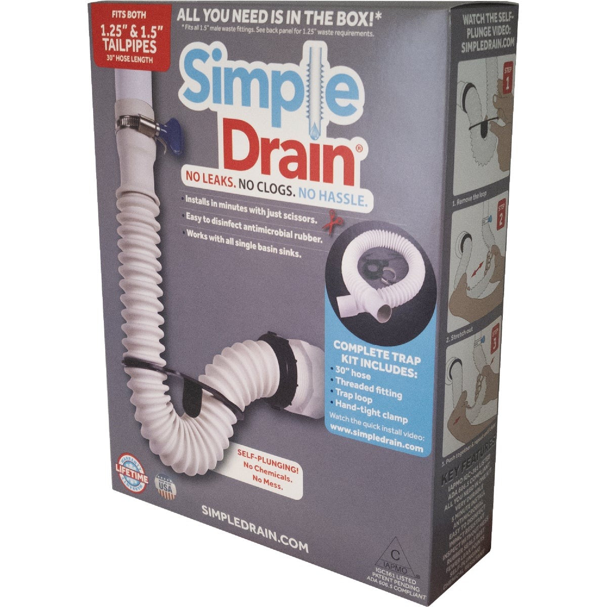 SIMPLE DRAIN Simple Drain 3EA-1V2-TC0 Universal P-trap Repair Kit