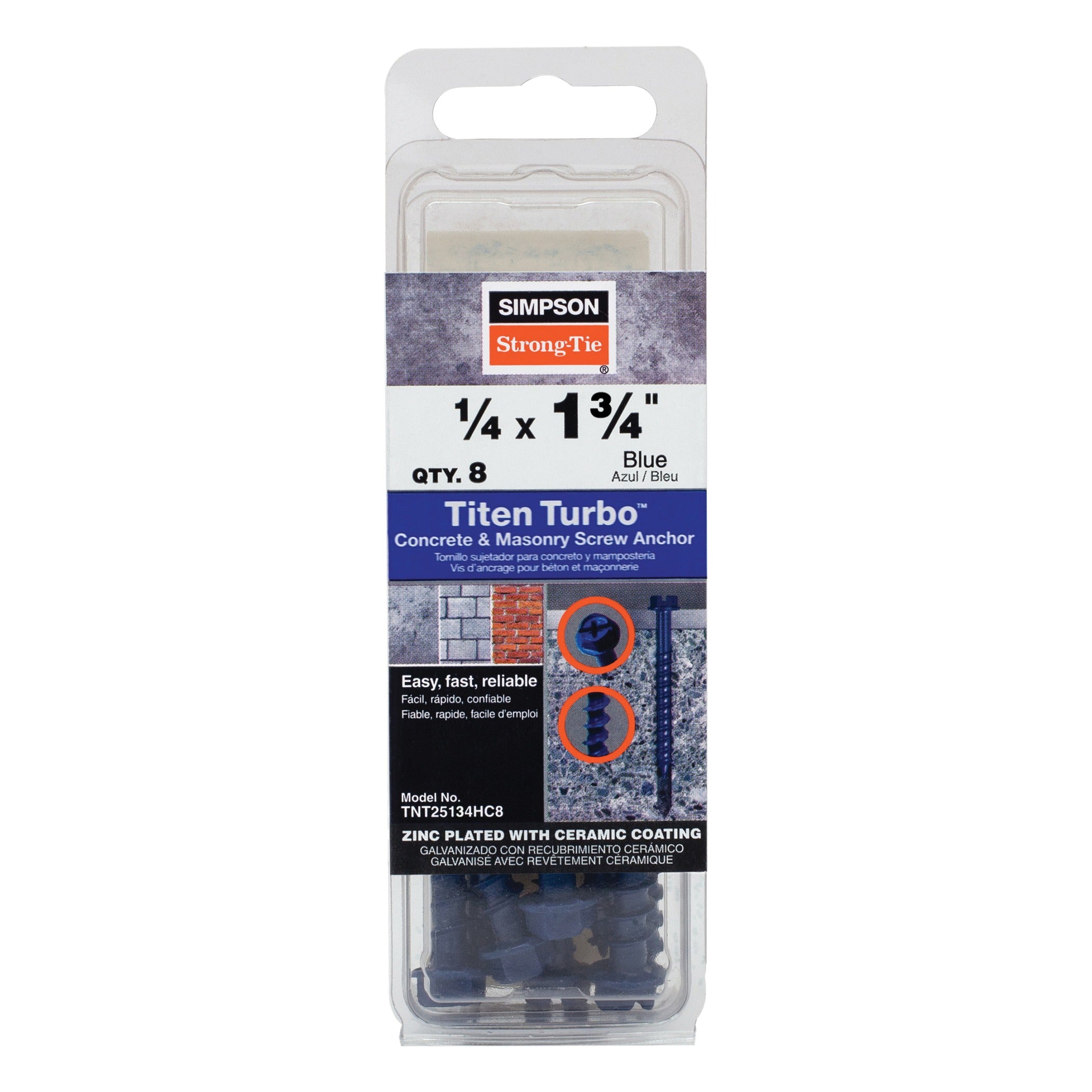 SIMPSON STRONG-TIE Simpson Strong-Tie TNT25134TFC75 1/4 x 1-3/4 Flat Titen Turbo (75 Tub)