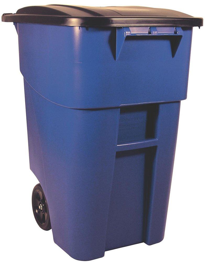 Rubbermaid FG9W2700BLUE Brute 50 Gal Rollout Container with Lid in Blue