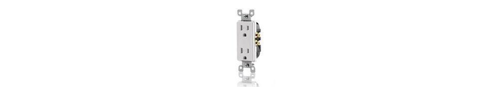 Leviton T5325-W 15 Amp 125 Volt, Tamper Resistant, Decora Duplex Receptacle, Straight Blade, Grounding, 1-Pack