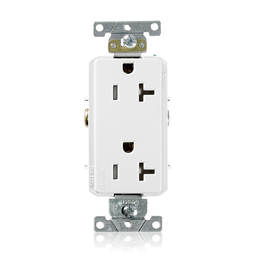 Leviton TDR20-W Decora Plus Tamper Resistant Duplex Receptacle 20 Amp 125 Volt 2 Pole 3 Wire