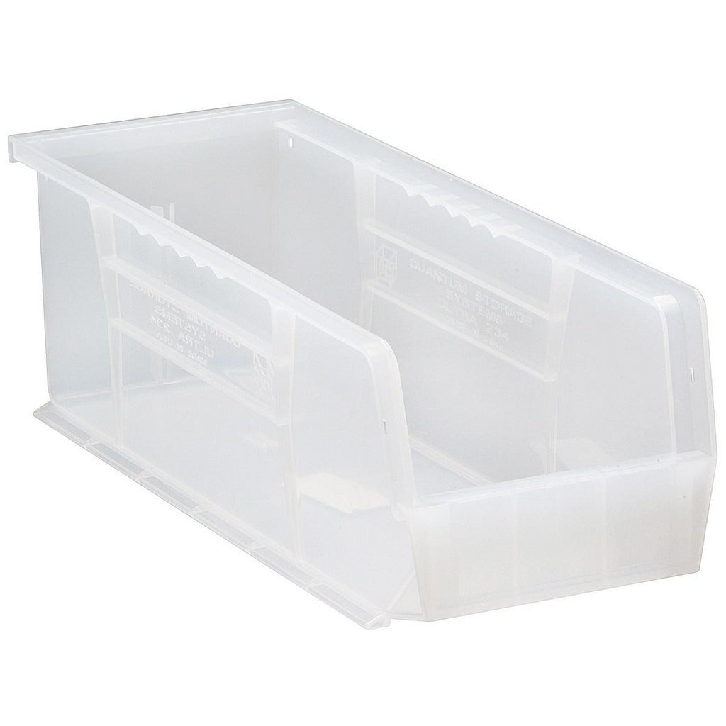 QUANTUM STORAGE SYSTEMS Quantum Storage QUS234CLCS Clear Hopper Stacking Bin 12pk