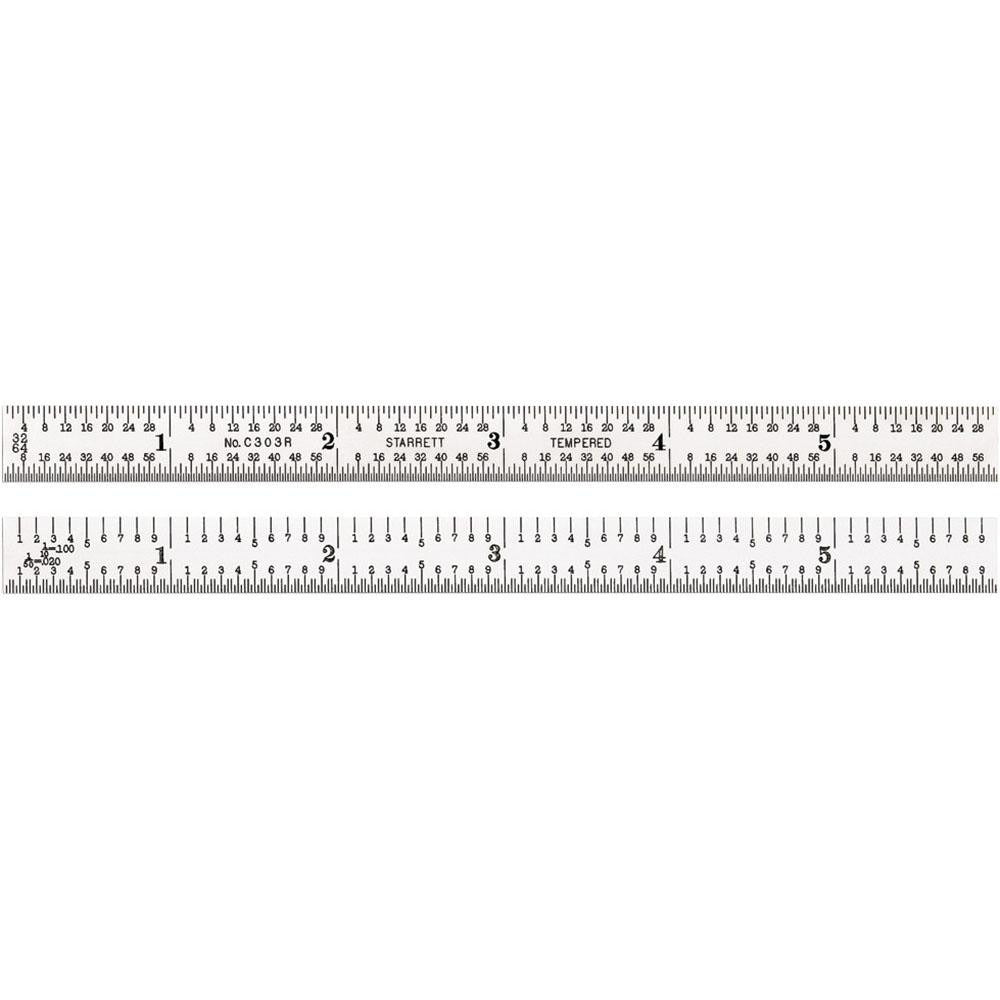 STARRETT Starrett 51334 Flexible Steel Rule 6 in 3R Graduation