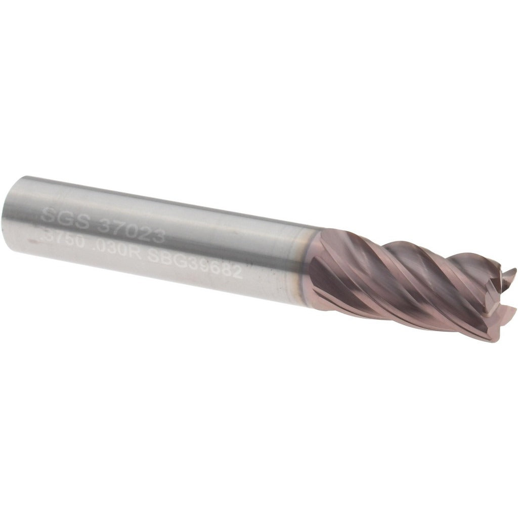 KYOCERA SGS PRECISION TOOLS Sgs 37023 Roughing End Mill 3/8 in 5 Flute Tin Solid Carbide