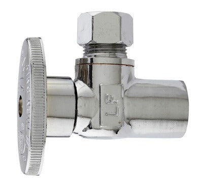 MASTER PLUMBER Plumb Shop MP2780PCLF Angle Stop Valve 1/2 Sweat X 3/8 Comp Chrome