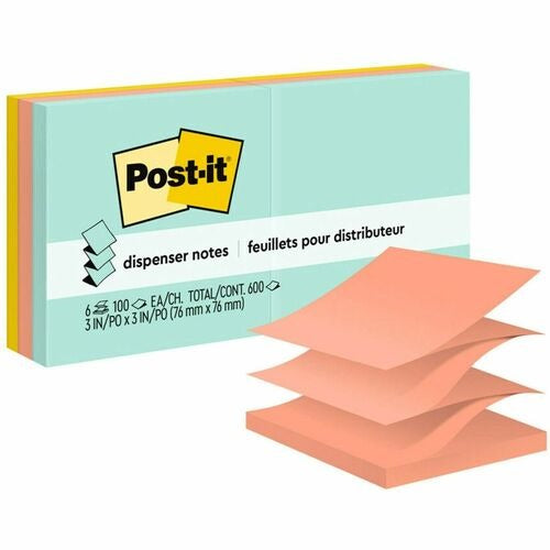 3M 3M MMMR330AP Pop-up Refill Notes 3x3 in Assorted 6-pack