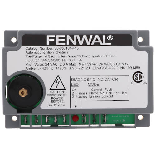 Fenwal 35-63J101-415 Intermittent Pilot Ignition Control 24V with 4 Sec Prepurge and 50 Sec TFI Replacement for 35-63J900-415