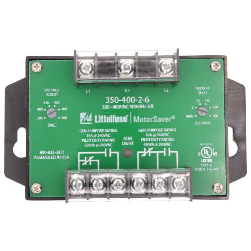 Littelfuse 35040026 3 Phase DPDT Fixed Trip & Variable Restart Delay Line Voltage Monitor (380-480V)