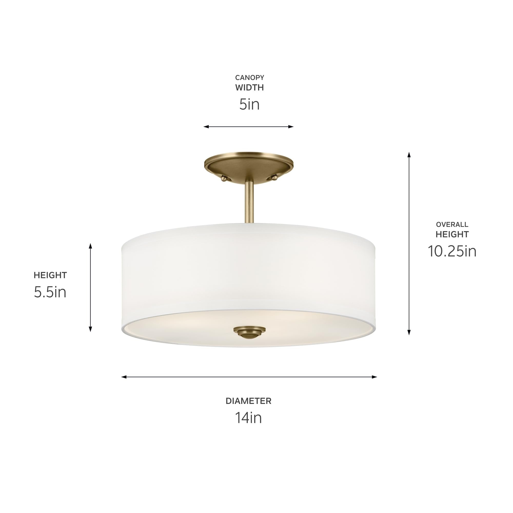 KICHLER Kichler 43675NBR Semi-flush Mount Light 3-light Natural Brass