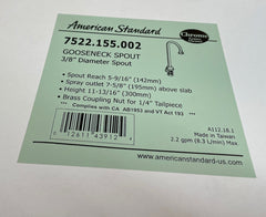 American Standard 7522.155.002 3/8 Diameter Chrome Gooseneck Spout