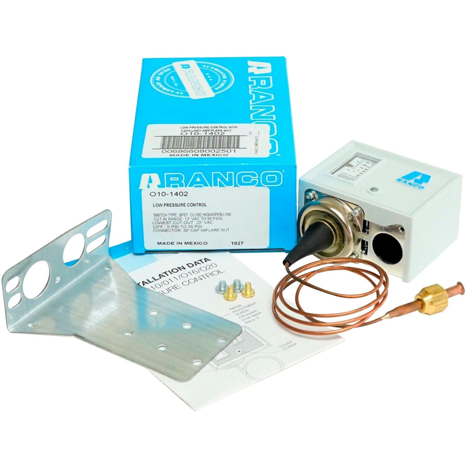 RANCO Ranco O10-1402 Single Low Pressure Control (36 in Capillary/1/4 in Flare Nut)