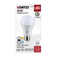 SATCO S11791 Type A Lamp 8.8 W 60 W Incandescent Equivalent E26 Medium Lamp Base A19 Shape