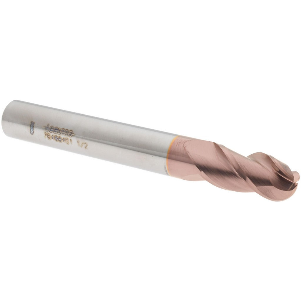 ACCUPRO Accupro 12184512 Ball End Mill 0.5in 3 Flute Carbide Ticn