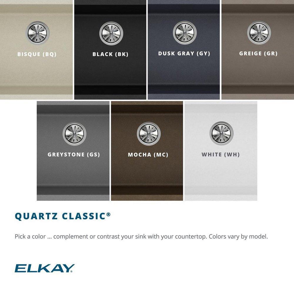 Elkay ELGU3322BK0 Quartz Classic 33 x 18-1/2 in. No Hole Composite Double Bowl Undermount Kitchen Sink in Black