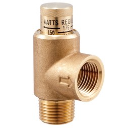 Watts Regulator 530-34 Relief Valve Calibrated Pressure 3/4 Inch MNPT x FNPT Brass 100-300PSI 180 Degrees Fahrenheit