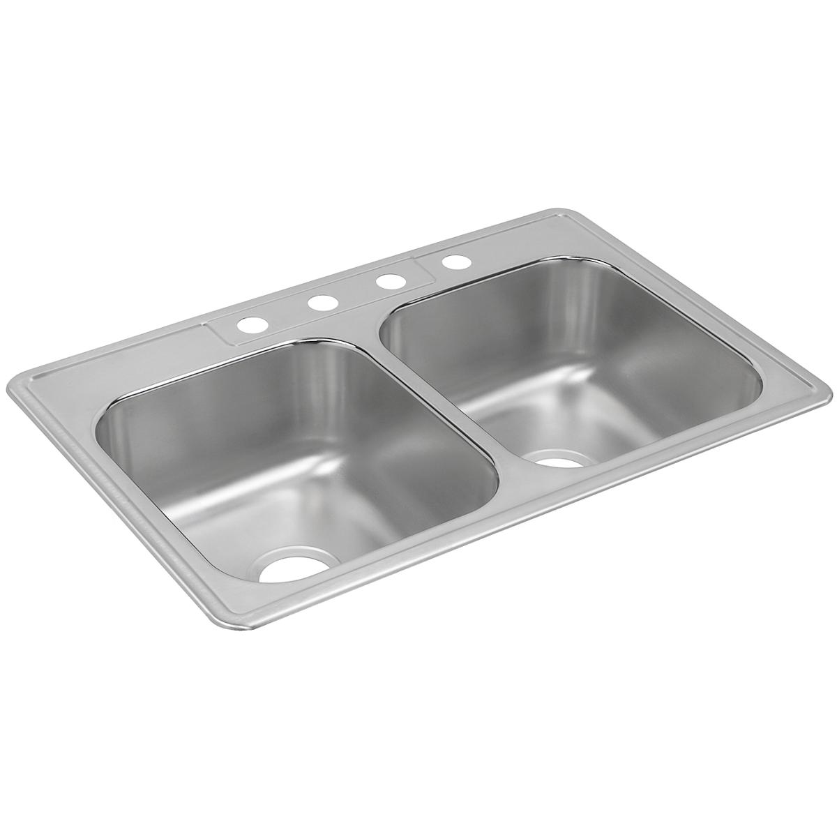 Elkay DXR33223 Dayton Stainless Steel 33 x 22 x 8-3/16 Equal Double Bowl Drop-in Sink