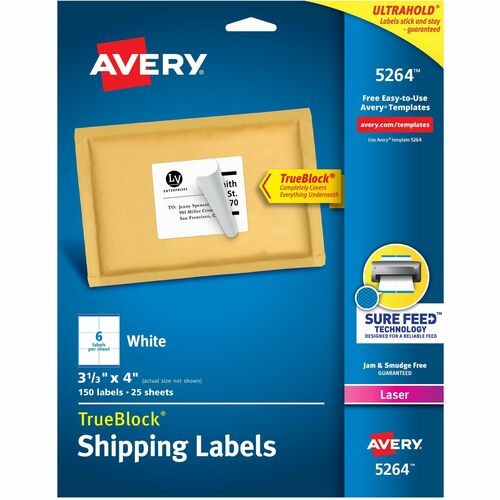 AVERY Avery AVE5264 Shipping Labels Trueblock 3-1/3x4 in 150pk