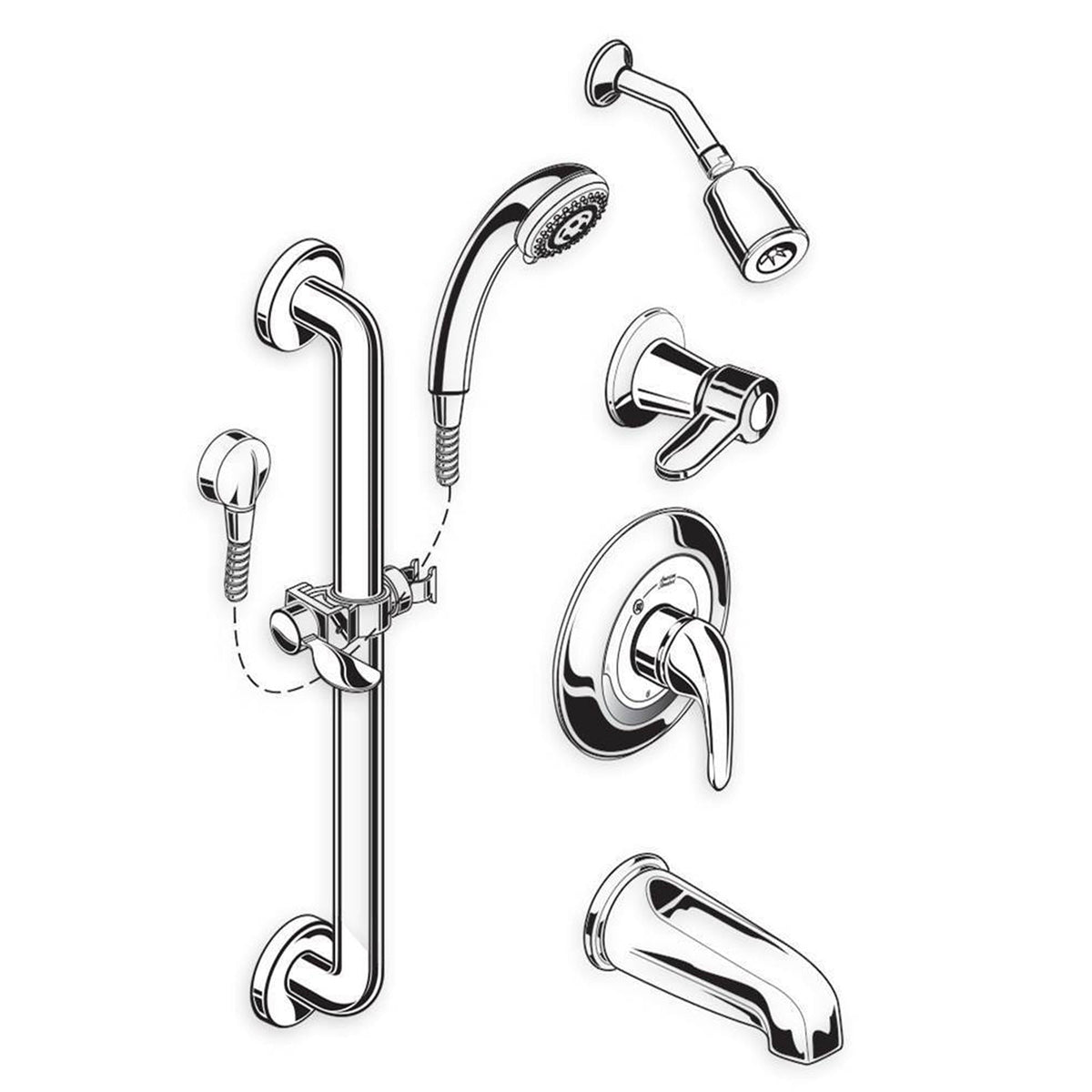 American Standard 1662SG214.002 Commercial Shower System Kit 1.5 GPM Chrome