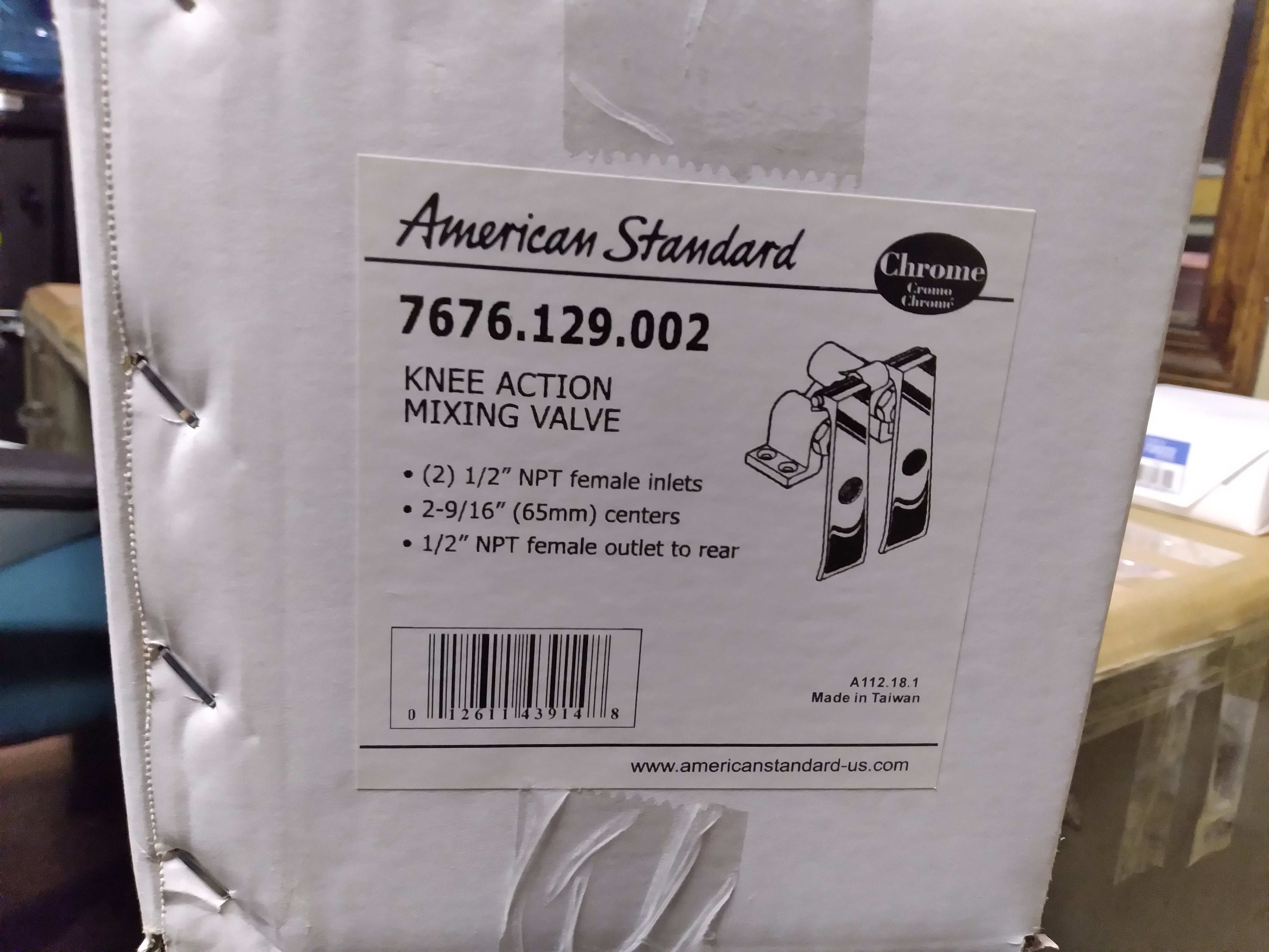 American Standard 7676129.002 Closing Double Knee Action Valve With Wall Mounting Bracket Chrome