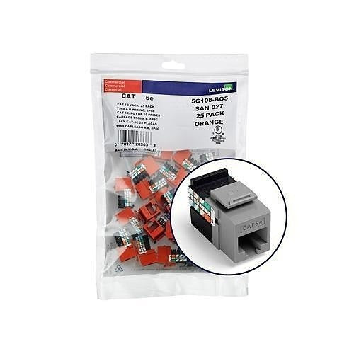 LEVITON Leviton Telcom 5G108-BG5 Cat5e Keystone Jack 25 Pack
