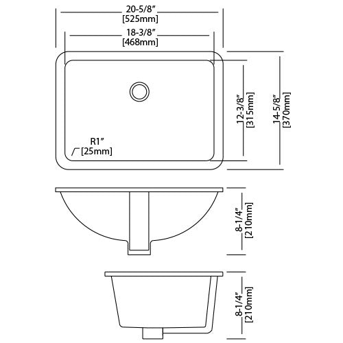 DAKOTA Dakota Plumbing Products US-1812W Undermount Sink 18x12