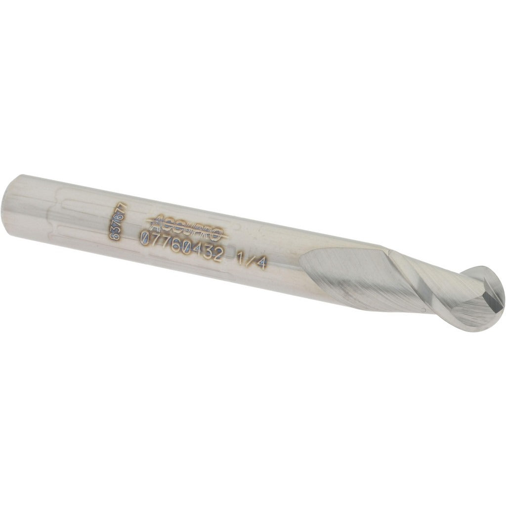ACCUPRO Accupro 12184127 Ball End Mill 0.25 in 2 Flute Solid Carbide