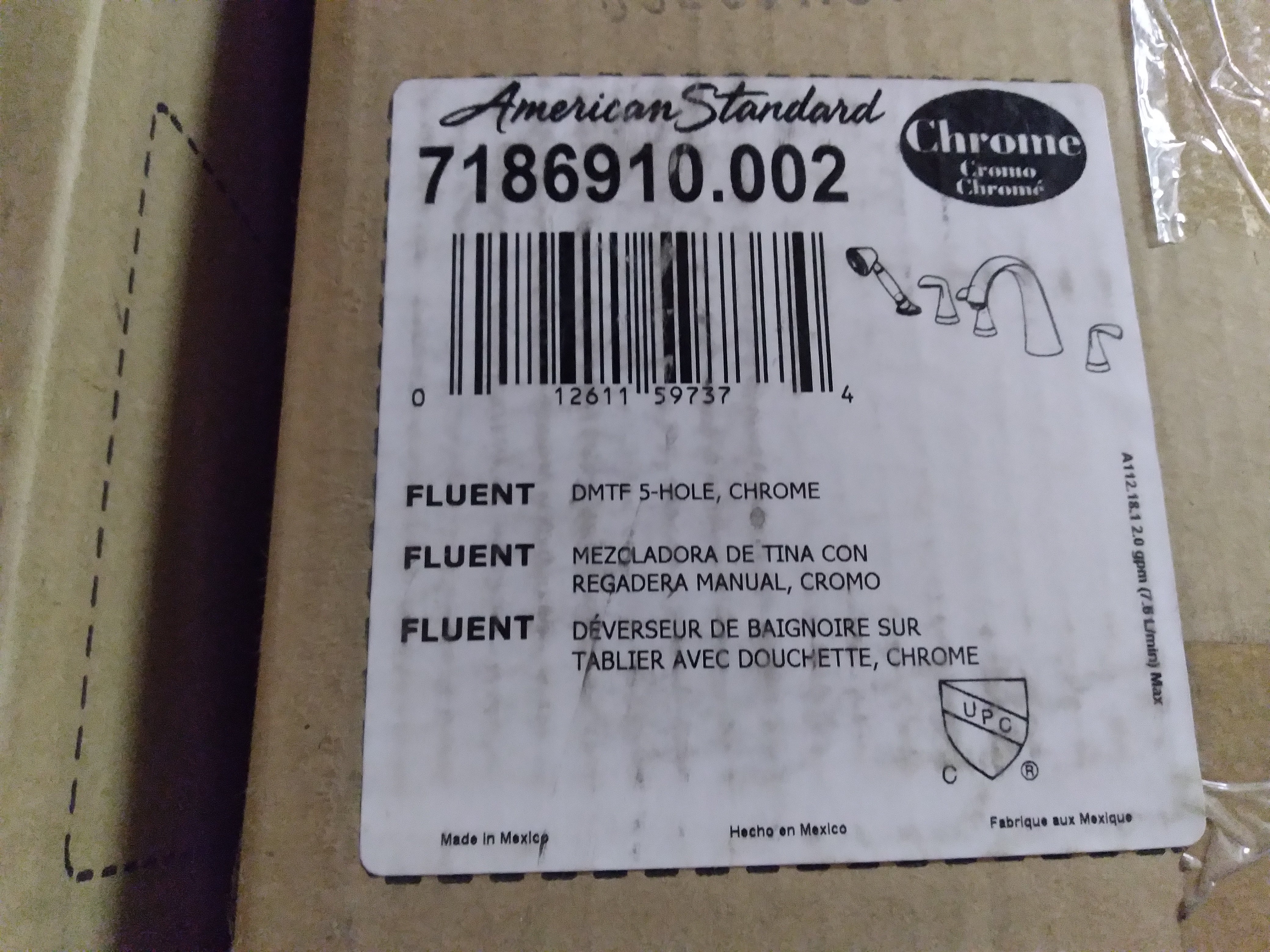 American Standard 7186910.002 Fluent Deck Mount Tub Filler with Personal Shower