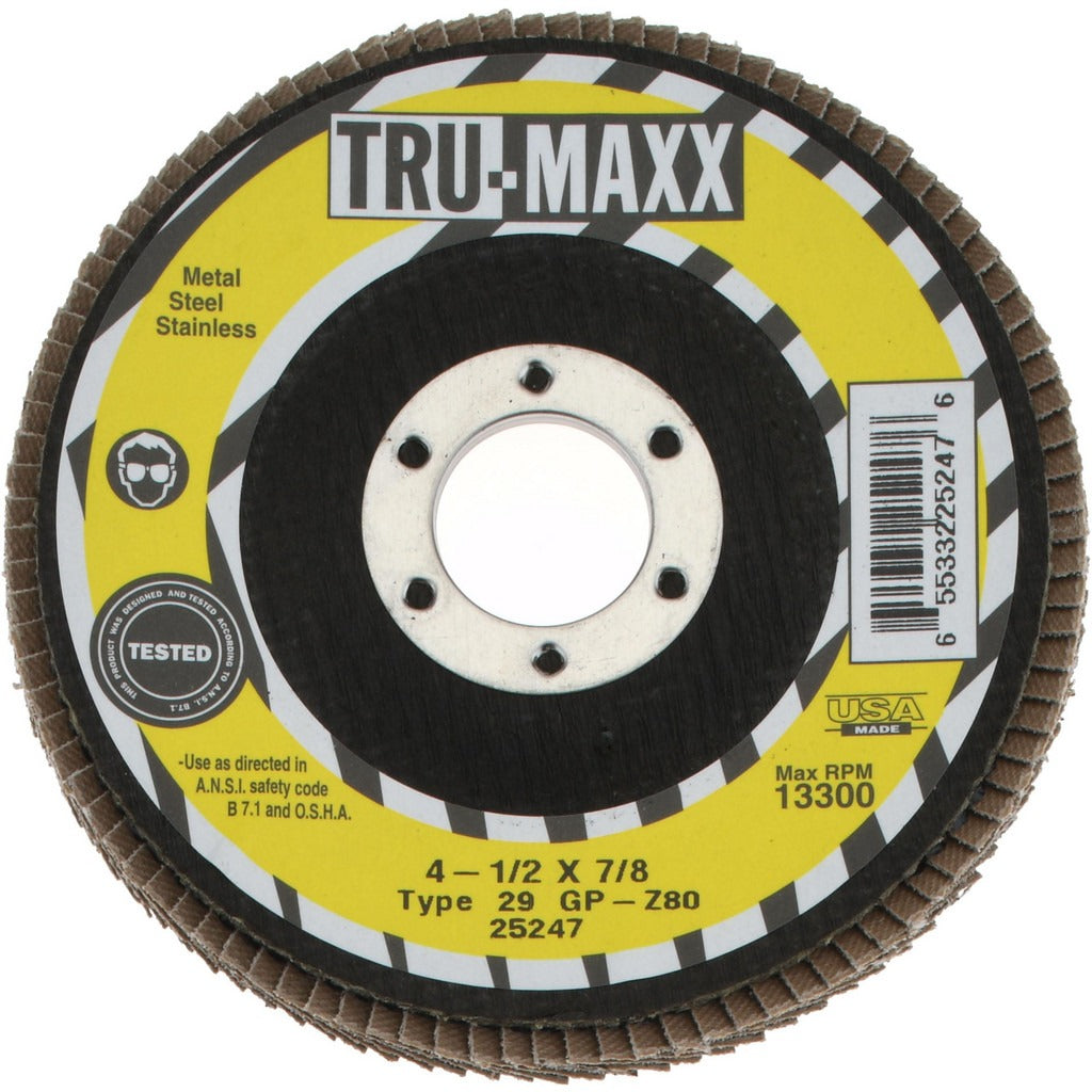 TRU-MAXX Tru-maxx 66254443431 Flap Disc 80 Grit 4.5 in Type 29