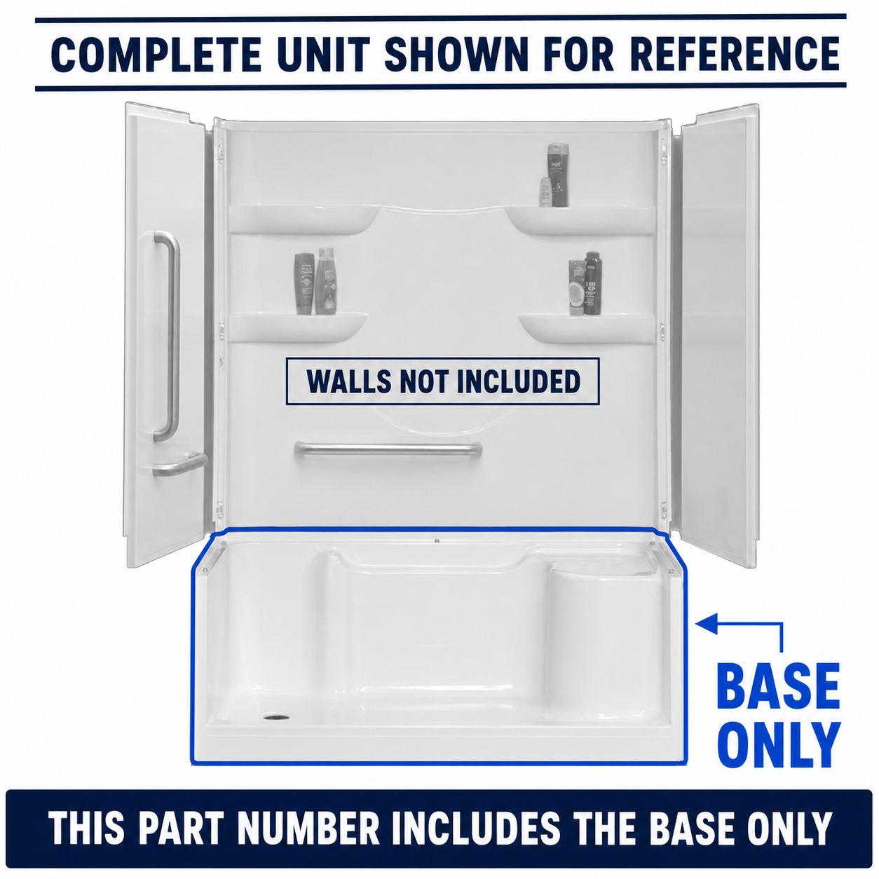 OASIS Oasis Sh4p-6030rs Wht Abf Bottom Shower Base 60x30 White